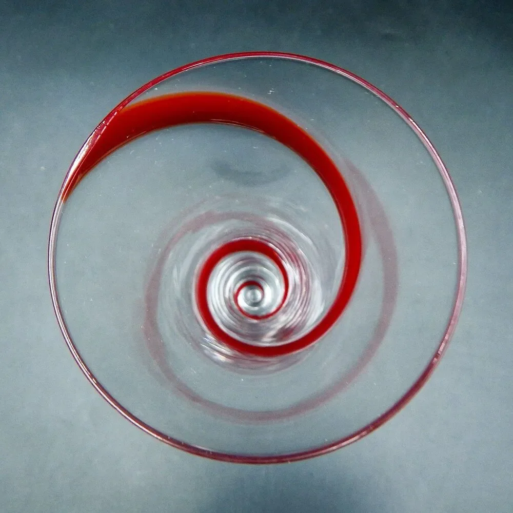 Pier 1 Imports SWIRLINE Red Tall Pilsner Beer Glasses Barware Mouth Blown 10 In